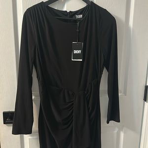 Ladies DKNY Black Wrap Front Cocktail Dress Size 10